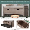 Storage Bench with Removable Basket and 2 Drawers, Fully Assembled Shoe Bench with Removable Cushion (White) - 3 of 4