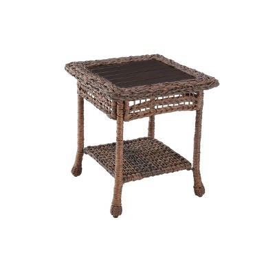 Modern Concept Faux Sea Grass Resin Rattan End Table - W Unlimited