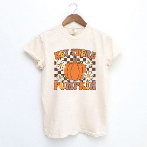 Simply Sage Market Women's Hey There Pumpkin Flowers Short Sleeve Garment Dyed Tee - 1 of 4
