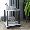 NicBex Modern Square Tempered Glass Coffee Table with Storage Shelf,Side Table with Wooden Legs,End Table for Living Room - 3 of 4