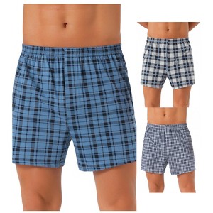 INSPIRE CHIC Men's 3 Pack Classic Elastic Waistband Plaid Printing Boxer Shorts - 1 of 4