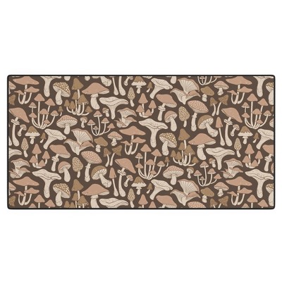 Avenie Mushrooms In Neutral Brown Desk Mat -Deny Designs