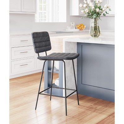 Modern Boston 37.8" Black Metal Counter Stool Set