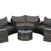 Half-Moon Outdoor Backyard Sectional Sofa Set,11 Piece Balcony Wicker Rattan Sofa,Cushion Garden Furniture Sofa with Coffee Table-Coolbibila - 4 of 4