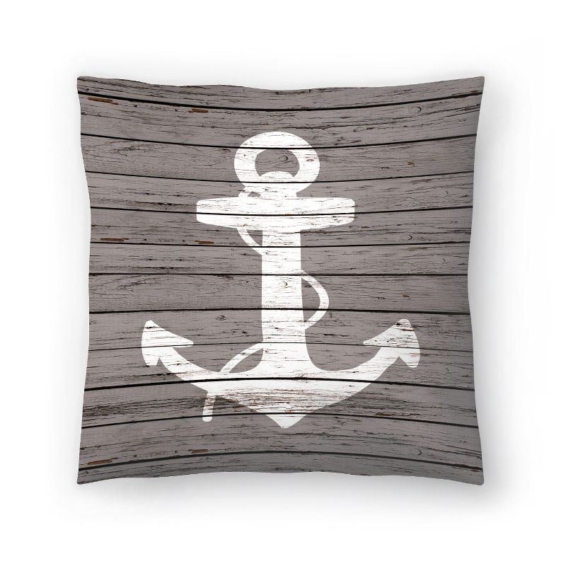 Americanflat Coastal Rustic Wood Quad Anchor By Samantha Ranlet Throw Pillow, 1 of 6