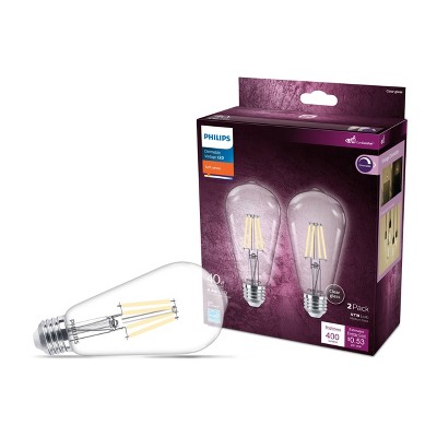 Philips LED 40W Clear ST19 Soft White: Dimmable, 400 Lumens, E26 Base, Energy Star Certified, 2-Pack