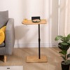 KWPZQEB Couch Tray Table with Adjustable Height, C-Shaped Vintage Wooden Bedside Table with Metal Legs & Slots, Accent Table for Living Room, Bedroom - 3 of 4