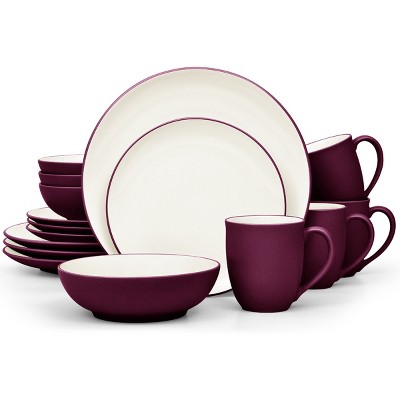 Noritake Colorwave Burgundy 16-Piece Coupe Dinnerware Set, Service for 4
