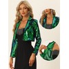 INSPIRE CHIC Women's Velvet Notched Lapel Long Sleeve Sparkly Cropped Sequin Open Front Jacket - 2 of 4