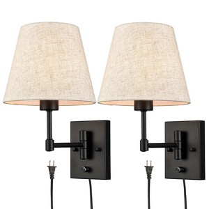 Claxy Plug in Wall Sconces Set of Two Black Swing Arm Wall Lamp - 1 of 4