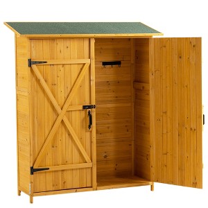 NicBex 64 Inch Tall Outdoor Storage Shed with Lockable Door,Detachable Shelves and Pitch Roof for Garden/Patio/Backyard - 1 of 4