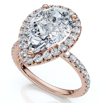 Pompeii3 Certified 2 1/3Ct Pear Diamond Engagement Ring Halo 14k Gold or Pt Lab Created