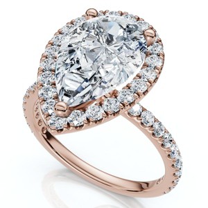 Pompeii3 Certified 2 1/3Ct Pear Diamond Engagement Ring Halo 14k Gold or Pt Lab Created - 1 of 2