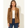 INSPIRE CHIC Women's Faux Suede Belted Lapel Single Breasted Work Outwear Blazer - 2 of 4