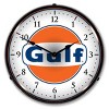 Collectable Sign & Clock | Gulf LED Wall Clock Retro/Vintage, Lighted - Great For Garage, Bar, Mancave, Gym, Office etc 14 Inches - 2 of 4