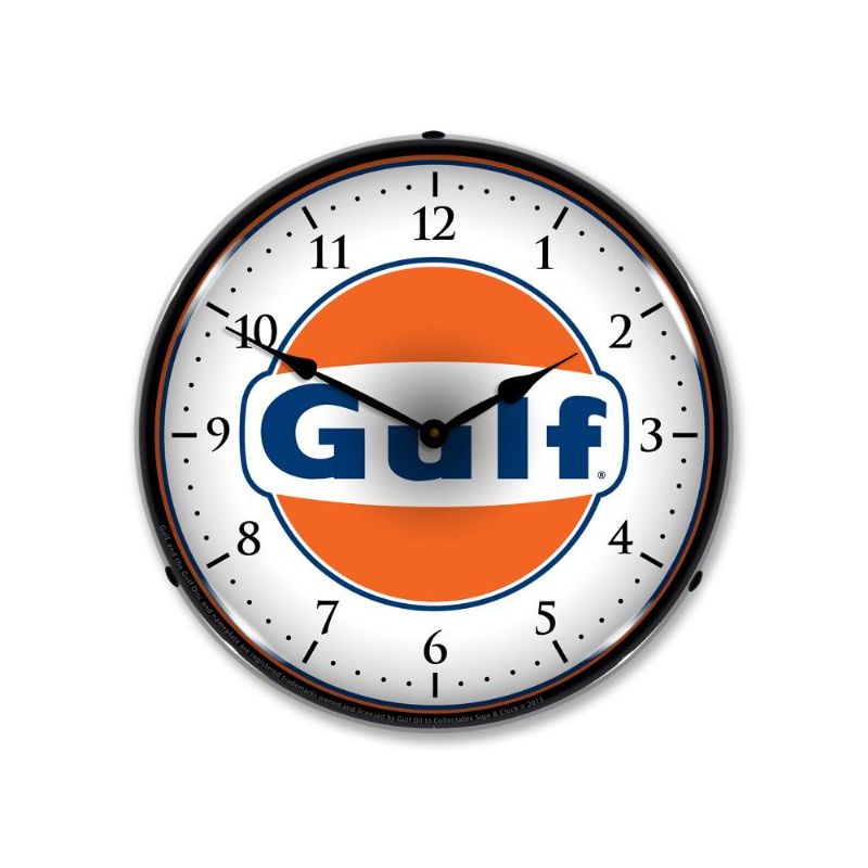 Collectable Sign & Clock | Gulf LED Wall Clock Retro/Vintage, Lighted - Great For Garage, Bar, Mancave, Gym, Office etc 14 Inches, 2 of 5
