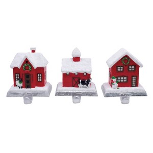 Transpac Resin Holiday Barn Stocking Hanger Set of 3 Multicolor Christmas Decor for Indoor Mantel Gift Giving - 1 of 1