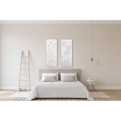 Aged White and Gold Floral Metal Wall Sculpture Set