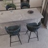 26" Suede Woven Bar Stool Set of 4, 360° Swivel Counter Stools with Back, Armrest, Footrest, Metal Legs - 2 of 4