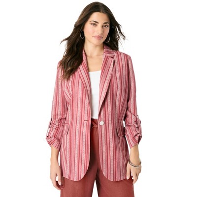 Roaman's Women's Plus Size Linen Blazer