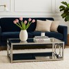 Royal Hampton 47 Inch Coffee Table, Glass Top, Mirrored Bottom Shelf, Metal Accents - 2 of 4