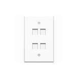 4XEM 4 Port/Outlet RJ45 Cat5/Cat6 Ethernet Wall Plate White (4XFP04KYWH)