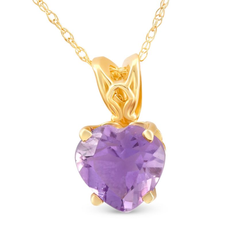 Pompeii3 7mm Women's Heart Pendant in Amethyst 14k White, Rose, or Yellow Gold Necklace, 1 of 5