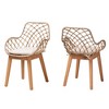 bali & pari Ballerina Rattan and Wood Dining Chair Gray Wash/Natural Brown/White: Upholstered Polyester, Spot Clean - 2 of 4