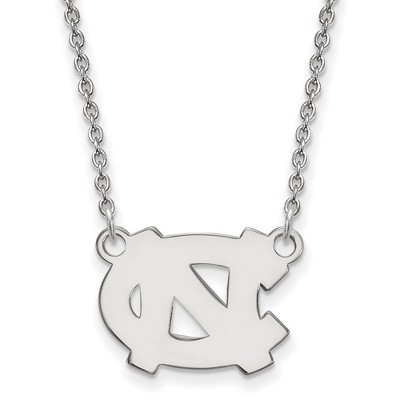 Black Bow Jewelry 10k White Gold North Carolina Tar Heels NCAA Necklace 18 Inch