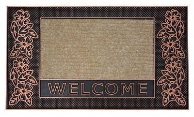 J&V TEXTILES Original Durable Rubber Door Mat, 18x28, Heavy Duty Doormat, Indoor Outdoor, Waterproof, Easy Clean, Low-Profile Mats for Entry, Garage