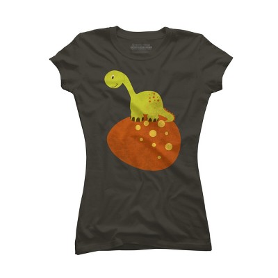 Junior's Design By Humans Happy Cute Dino By parjono T-Shirt