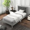 Infans Twin Size Bed Frame Upholstered Platform Velvet Headboard Wooden Slats Gray - 3 of 4