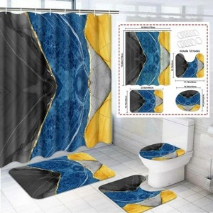 LunaLulinlk Polyester Shower Curtain Sets with Bath Rugs - 1 of 4