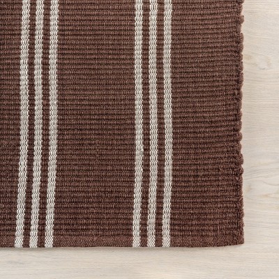 Handmade Dark Brown Wool Striped 10' x 14' Area Rug