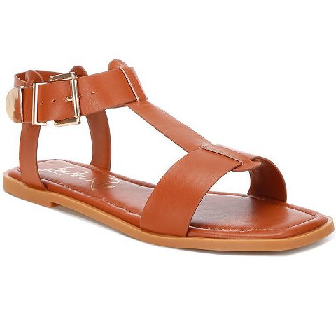 Женские сандалии London Rag Womens Yumal Buckled Square Toe Flat Sandals 8
