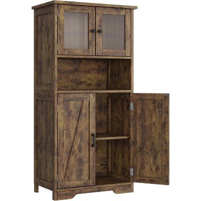 Cabinet with 4 Doors - Kitchen Cabinets with Adjustable Shelf, Bathroom Cabinet with 4 Compartments, Tall Cabinet for Kitchen, Dining Room