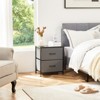 GlasFlength Nightstands Dresser Chest of Drawers, 2 Drawer Storage Corner Cabinet, Metal Frame and Wood Top, Grey 18"*11.8"*20" - 2 of 4