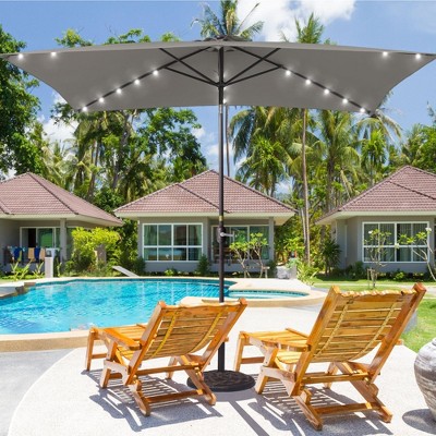 Sonkuki 10x6.5 ft LED Rectangular Patio Market Umbrella w/Tilt Adjustment