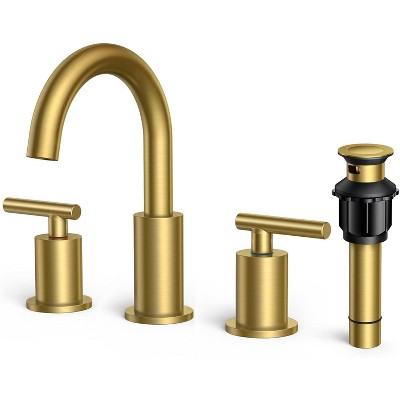 Mixxidea Bathroom Faucet 3 Hole, 8" Brushed Gold