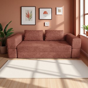 Memory Foam Fabric Convertible Folding Lounge Sofa Bed with Cushions - 1 of 4