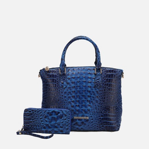MKF Collection Croc-Embossed Tote Bag with Wristlet Set, Liora | MKF Collection by Mia K - Royal Blue