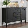 Heynemo Storage Cabinet with 2 Doors & 3 Drawers, Mid-Century Sideboard Cabinet with Adjustable Shelves, Wood Buffet Cabinet with Turned Legs, Black - 2 of 4