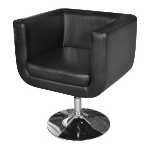 vidaXL Armchair with Chrome Base Black Faux Leather - 1 of 4