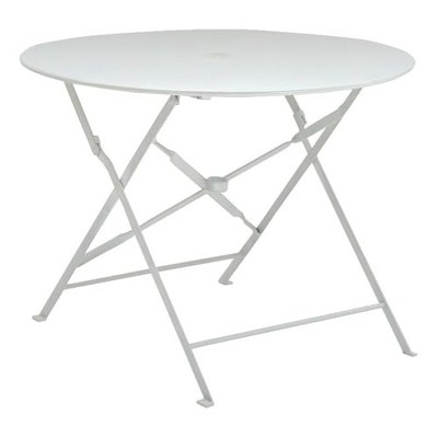 Carolina Living Bistro 36" Round Folding Outdoor Table - Umbrella Hole - White