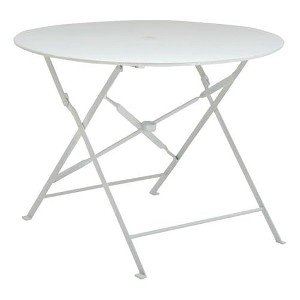Carolina Living Bistro 36" Round Folding Outdoor Table - Umbrella Hole - White - 1 of 4