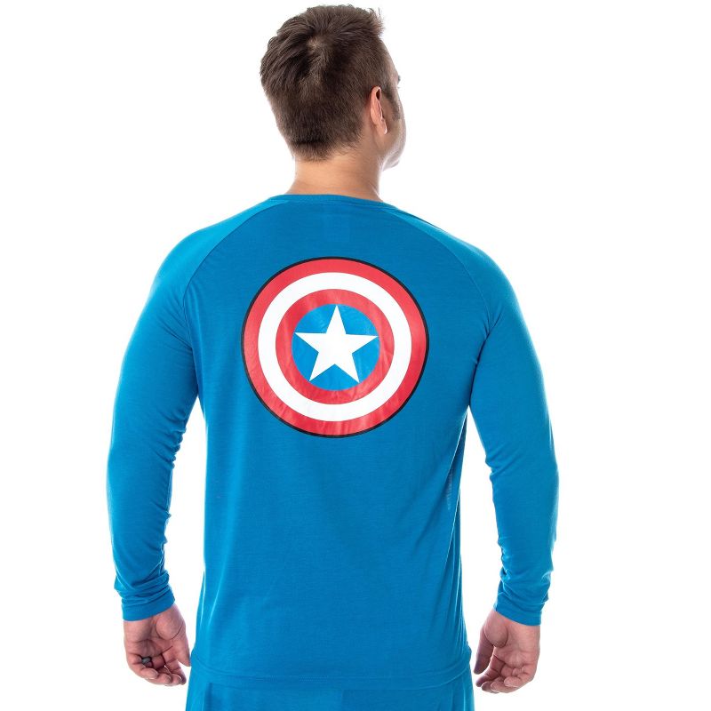 Marvel Men's Vintage Captain America Costume Raglan Top And Pants Pajama Set Captain America, 4 of 5