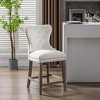 WestinTrends 24" Tufted Upholstered Velvet Bar Stool with Metal Footrest (Set of 2) - 2 of 4