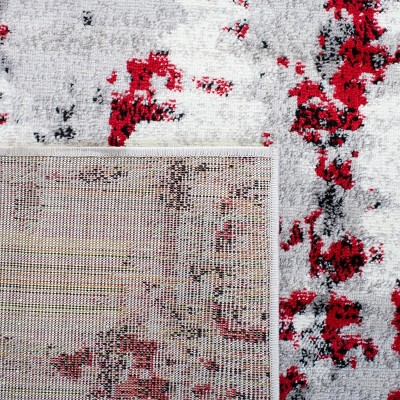 Skyler Grey and Red Synthetic Medallion Area Rug