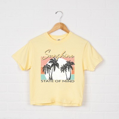 Simply Sage Market Women's Sunshine State of Mind Short Sleeve Relaxed Fit Cropped Tee