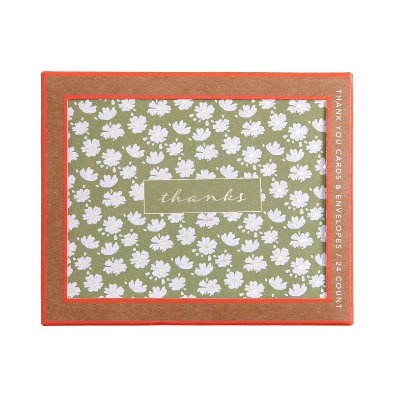 24ct Thank You Daisy Cards Green, 1 of 4